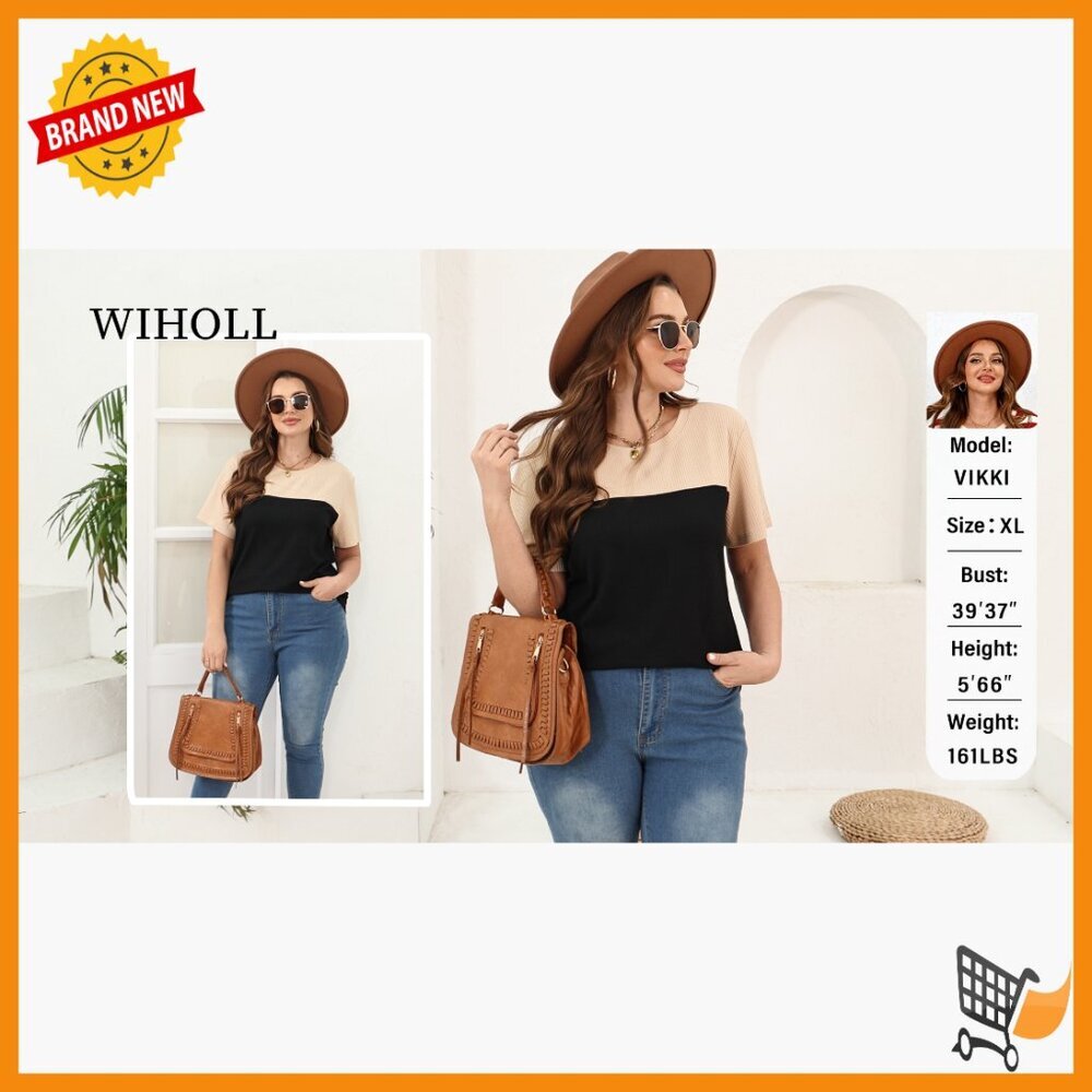 Short Sleeve Crewneck Knitted Top Casual Trendy Loose Fit Spring Summer View 6